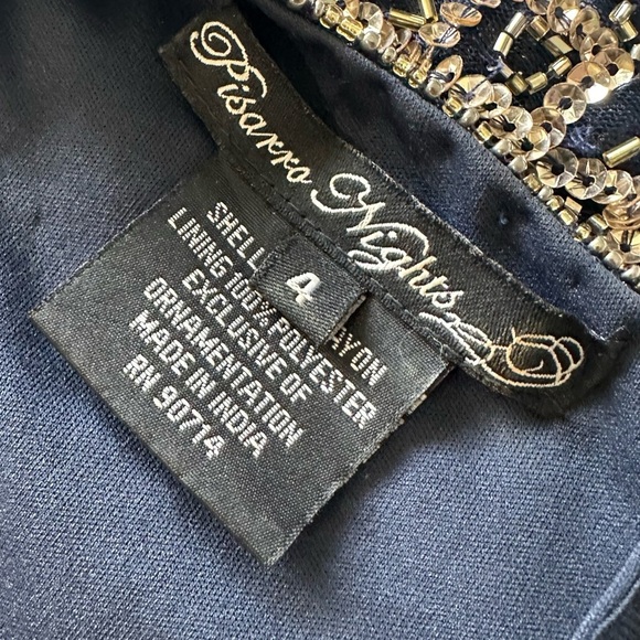 Pisarro nights blue navy and Gold Beaded Dress size 4 - Picture 12 of 16